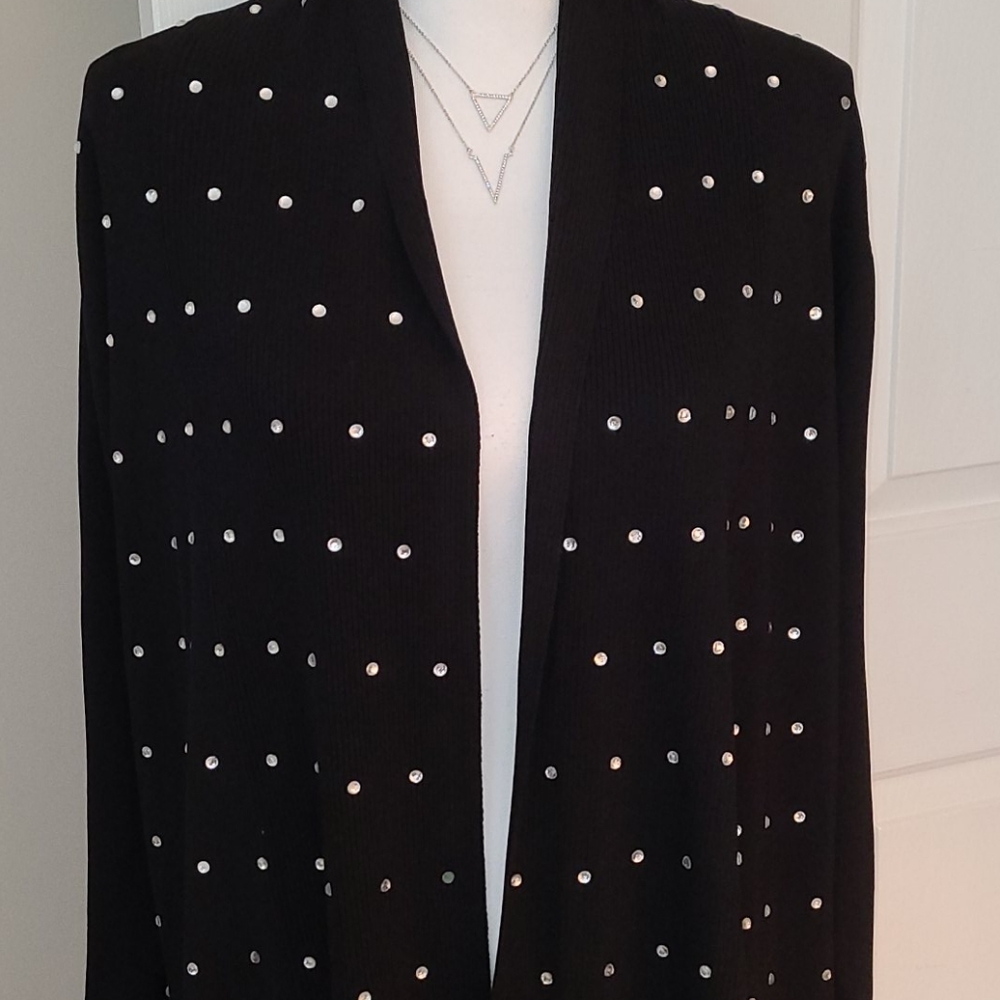 Crystal studded open cardigan